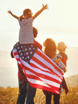 Patriotic Family with Flag